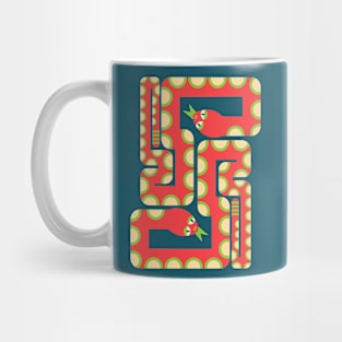 TWO RETRO GRAPHIC SNAKES Geometric Bright Red Green - UnBlink Studio by Jackie Tahara Mug